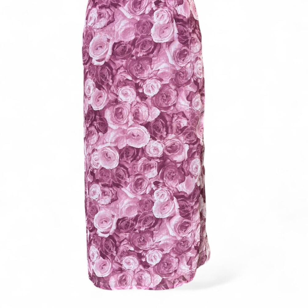 90s Sag Harbor Pink Rose Wrap Midi Skirt – Cottagecore FloralXXL - Picture 2 of 8